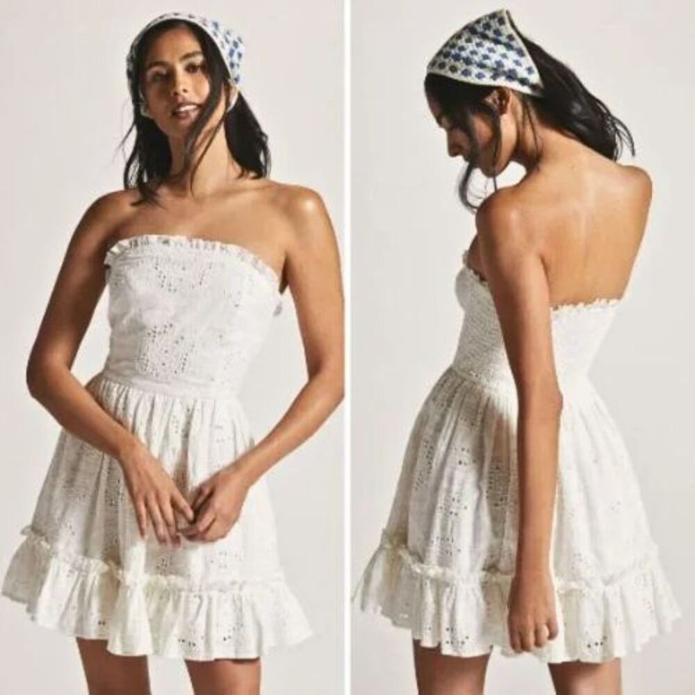 NWT Anthropologie x Forever That Girl Eyelet Ruffle Tube Mini Dress | 3X